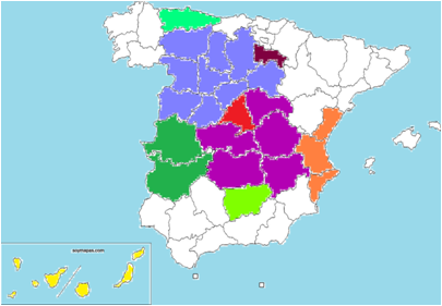 mapa de las comunidades autónomas adheridas a SIR